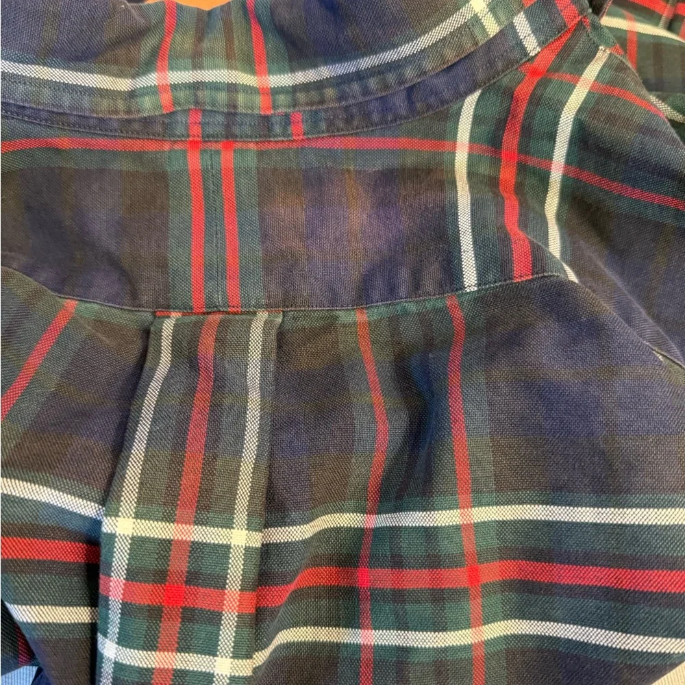 VTG Ralph Lauren BIG SHIRT Men L Navy Green Red Plaid Button Down 100% Cotton - Picture 12 of 15